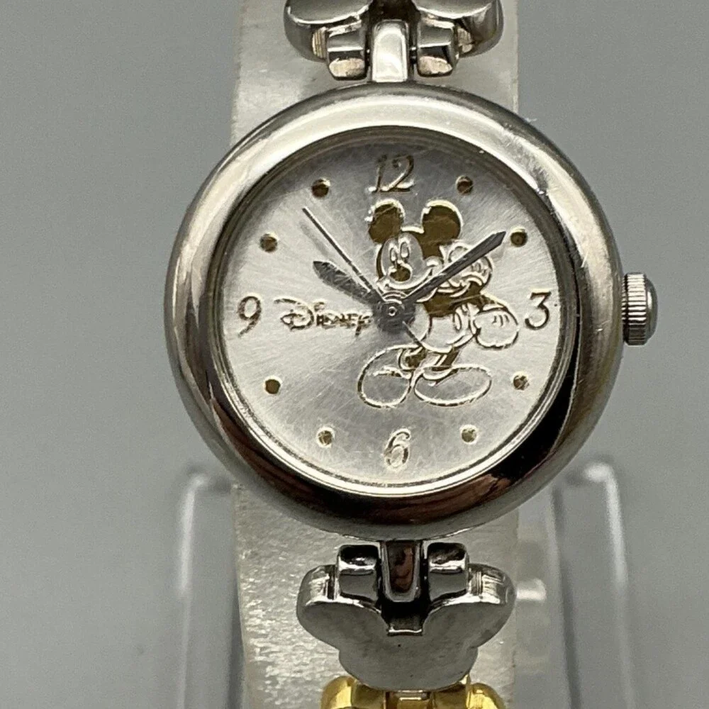 Disney SII Womens Watch 22mm Mickey Mouse Dial Two Tone New Battery 6.75